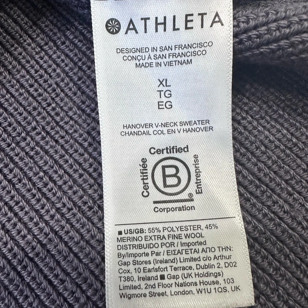 Athleta Women's XL Hanover Refined V Neck Sweater Merino Wool Blend Purple - Picture 3 of 5
